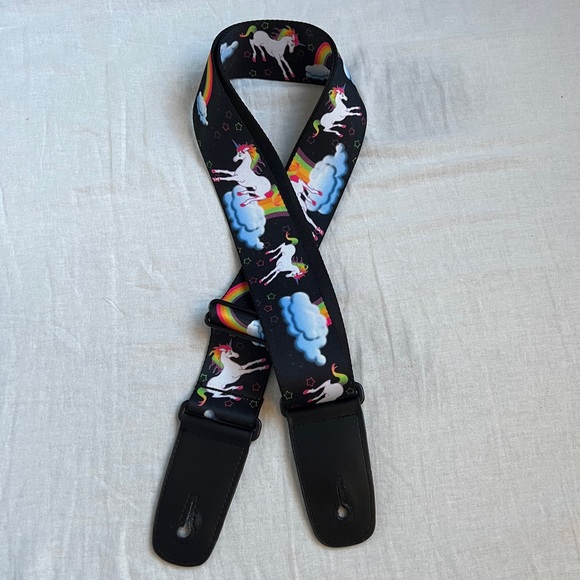 Buckle-Down Unicorns Rainbows and Stars Black Guitar Strap - Picture 2 of 10